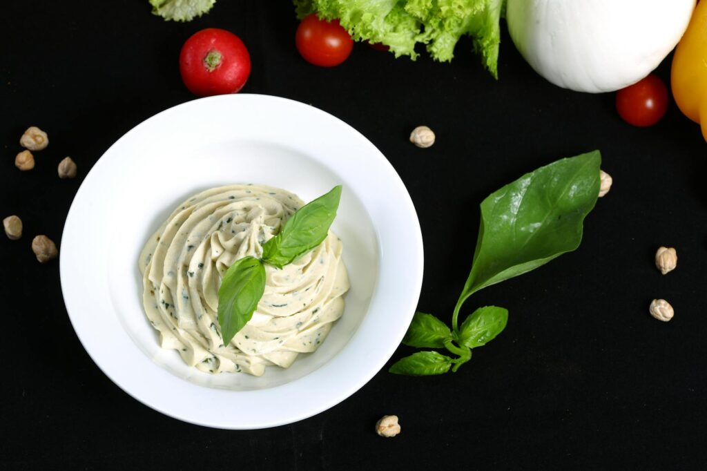 Overhead Shot of Tzatziki in a Bowl